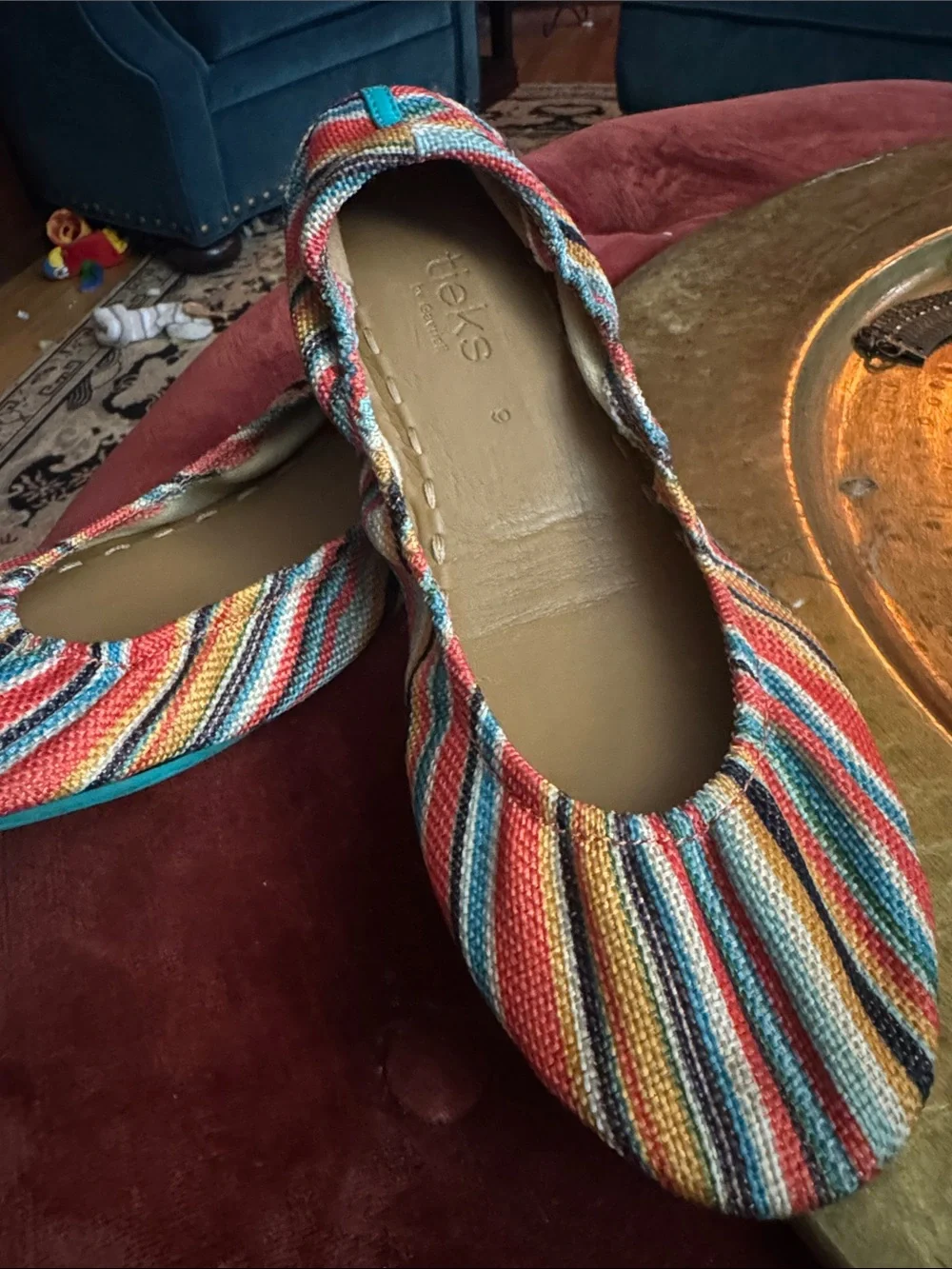 Tieks Multicolor Striped Canvas Ballet Flats - Red, Blue, Yellow